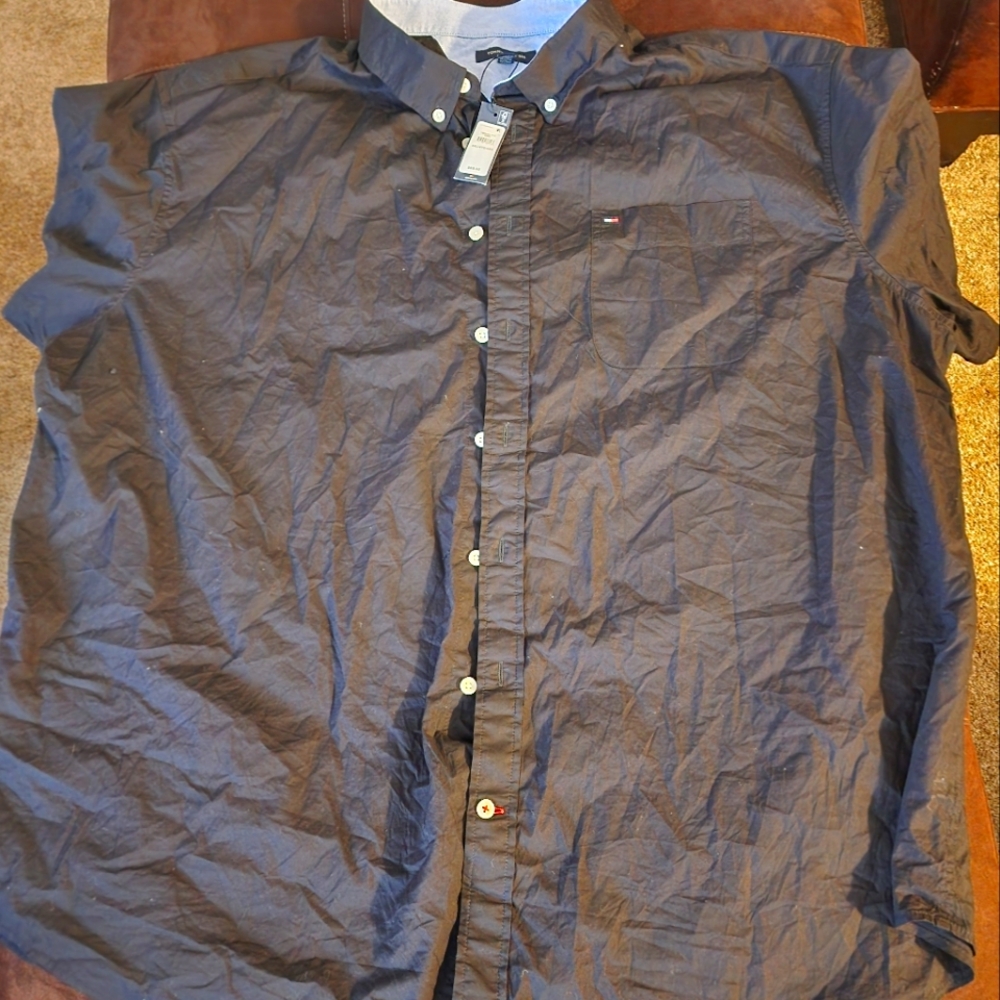 Tommy Hilfiger Black short sleeve casual dress shirt sz 4xl